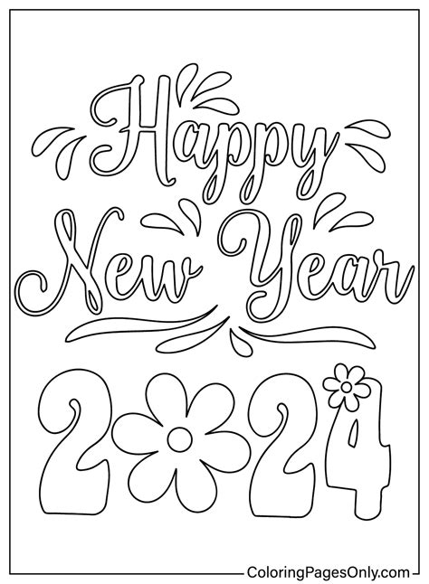 22 Happy New Year 2024 Coloring Pages - ColoringPagesOnly.com | New ...