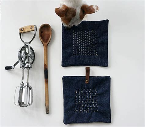 Denim And Sashiko Potholder Tutorial Jen Hewett