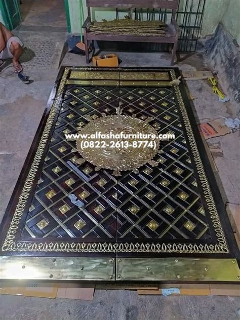 Jual Pintu Masjid Nabawi Madinah Kayu Jati Replika Lapis Kuningan