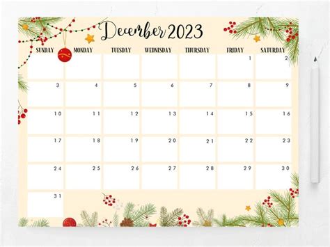 A Calendar With Christmas Decorations On It