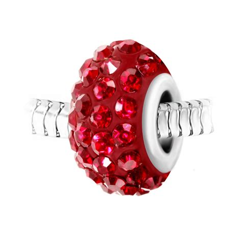 Charm perle pavé de cristaux rouges et acier par SoCharm