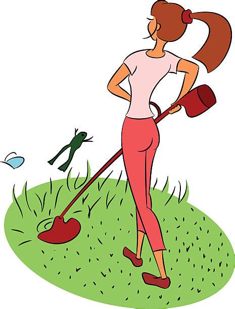 Woman With Lawn Mower Illustrations Royalty Free Vector Graphics And Clip Art Istock