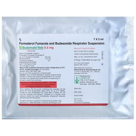 Buy Budamate Neb 0 5 Mg Respules 7 Respule Online At Best Price In