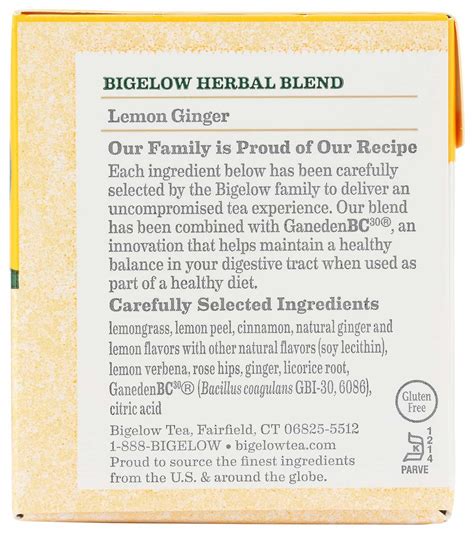 Bigelow Lemon Ginger Tea With Probiotics Carewell