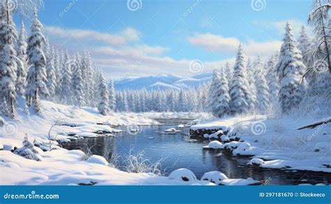 Photorealistic Winter Landscape: Animated River Scene in Quebec ...