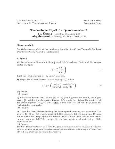 Theoretische Physik 3 Quantenmechanik