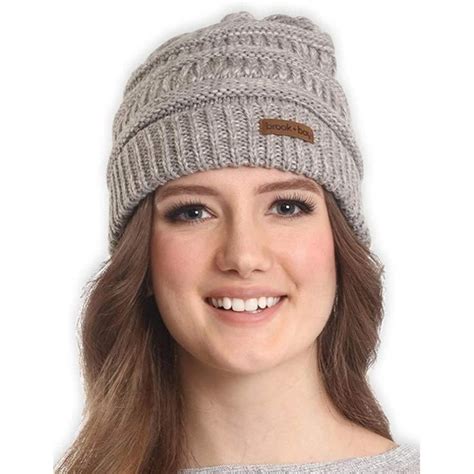 Cable Knit Beanie For Women Warm And Cute Multicolored Winter Knitted