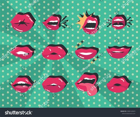 Pop Art Mouth Lips Sexy Female Stock Vector Royalty Free 1808163823