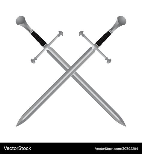 Medieval Crossed Swords Isolated On White Vector Image