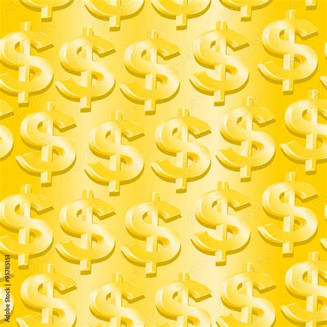 Gold dollar symbol in a seamless pattern Stock Vector | Adobe Stock