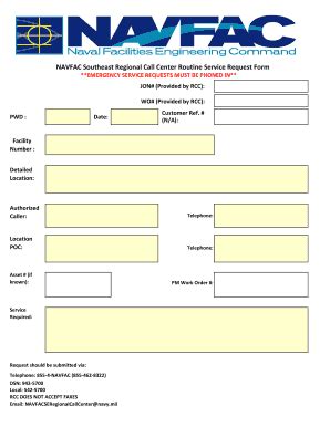 Fillable Online Cnic Navy Navfac Southeast Regional Call Center Routine