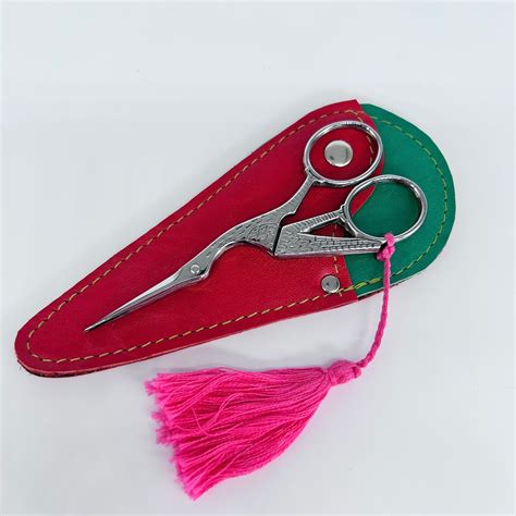 Leather Scissor Case Scissor Keeper Small Scissor Case Red And Green