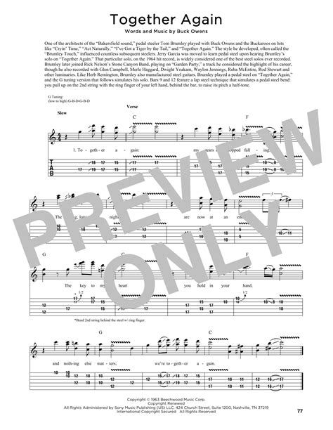 Buck Owens "Together Again" Sheet Music for Guitar Tab | Download PDF ...