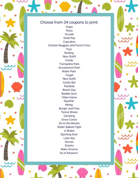 Summer Break Coupon Book, Printable and DIY, Perfect Summer Break Gift