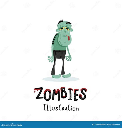 Cute Green Zombie Character in Cartoon Style Stock Vector ...