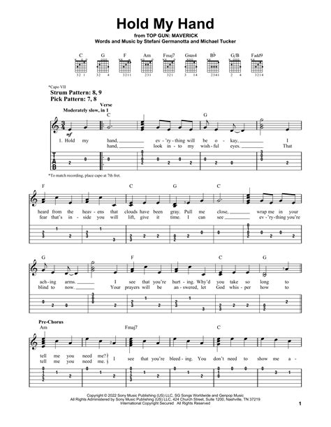 Hold My Hand From Top Gun Maverick Sheet Music Lady Gaga Easy