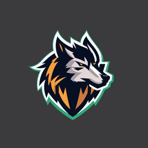 Vector de diseño de logotipo de mascota de cabeza de lobo con fondo