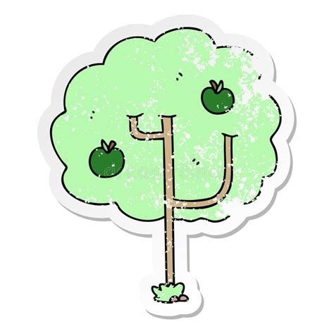 Distressed Sticker Of A Quirky Hand Drawn Cartoon Tree Stock Vector