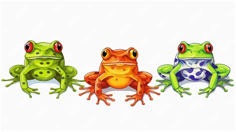 Vibrant Illustration of Six Different Colored Frogs | Premium AI ...