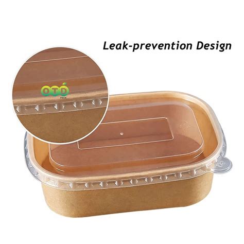 Lunch Box Ml With Pet Lid Pcs Bols En Papier Kraft Rectangulaires