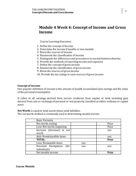 W Module Concept Of Income And Gross Income Tax Income