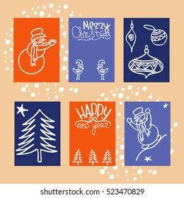 Winters Holiday Cards Set Seasons Greeting Stock Vector Royalty Free