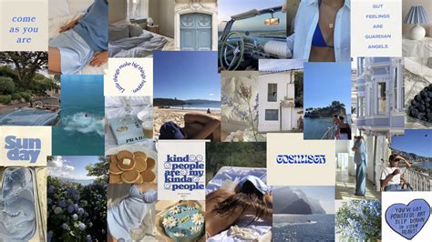 Vision board blue collage Schetsboek ideeën Achtergronden Achtergrond