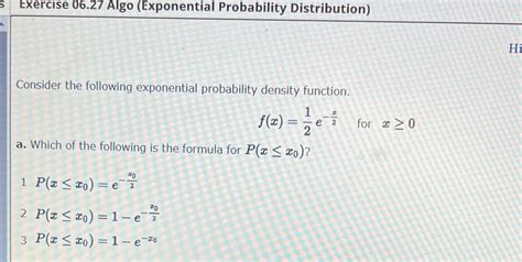 Solved S Exercise Algo Exponential Probability Distribution