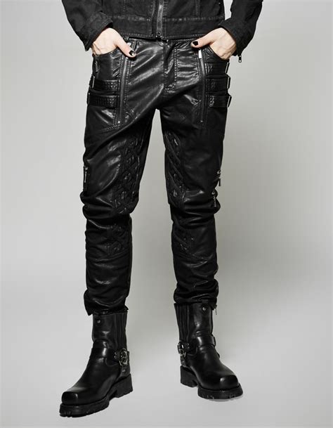 Pantalon Gothique Homme En Simili Cuir Noir Punk Rave K