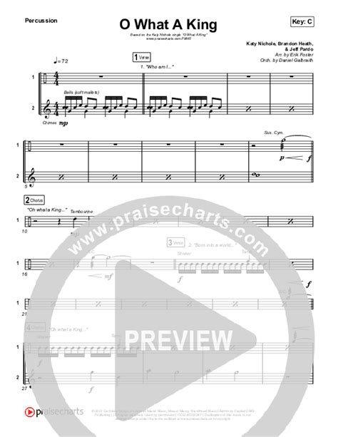 O What A King Percussion Sheet Music Pdf Katy Nichole Praisecharts