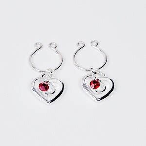 Non Piercing Nipple Rings With Hearts And Gem Sexy Valentine S Day Gift For Her MATURE BDSM