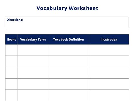 Vocabulary Worksheet Template Excel Templates