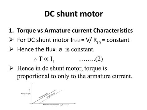 Dc Motors Characteristics Torque And Speed Equations Torque Armature Current Speed Armature