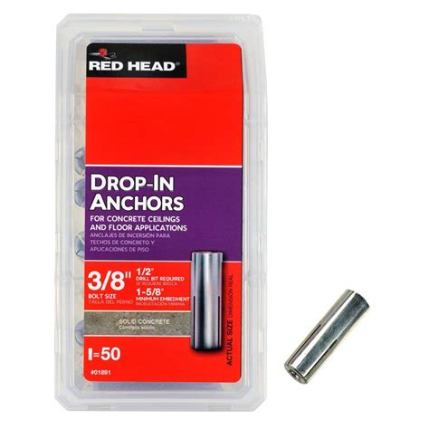 Red Head 3 8 In X 1 5 8 In Steel Drop In Anchors 50 Pack 01891