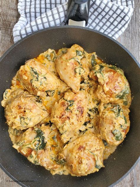 Chicken Thighs in Spinach Mustard Cream Sauce - Everyday Shortcuts