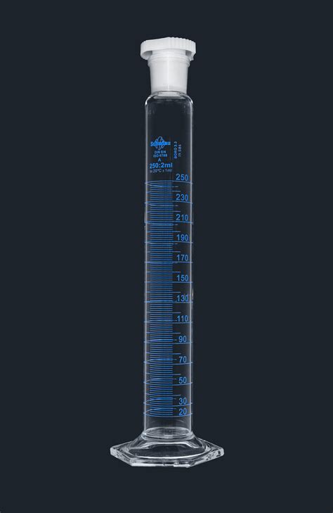 Probeta graduada de vidrio borosilicato clase A tapón de PE con nº