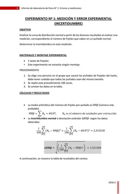 Informe De Laboratorio Errores Y Mediciones Pdf