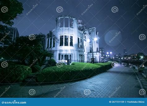 Atomic Bomb Dome at Night in Hiroshima, Japan Editorial Stock Image ...