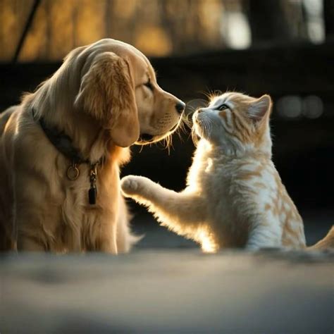 adorable cats  dogs playing    sun