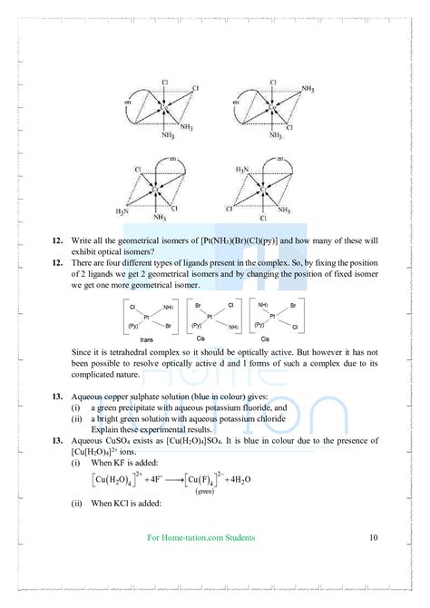 NCERT Solutions For Class 12 Chemistry Chapter 9 Coordination Compounds