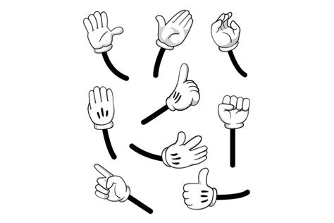 cartoon hand set cartoon vector illustration