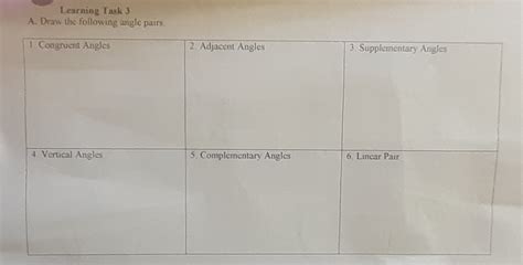 Solved Learning Task 3 A Draw The Following Angle Pairs Math