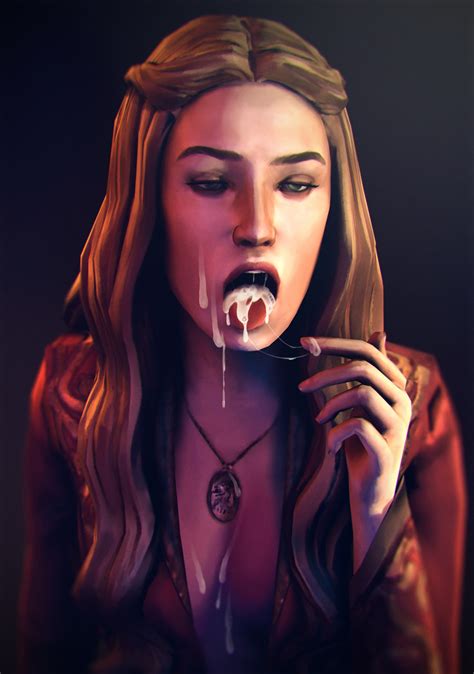 Rule 34 3d After Deepthroat After Oral After Sex Blonde Hair Cersei Lannister Cleavage Cum Cum