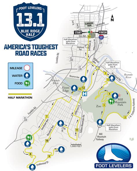 Half Marathon Course Map - Foot Levelers Blue Ridge Marathon