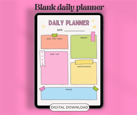 Daily Planner // Colourful Printable Planner, Digital Planner, Work Day ...