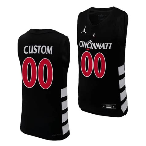 Custom Cincinnati Bearcats #00 College Basketball Black Replica Jersey ...