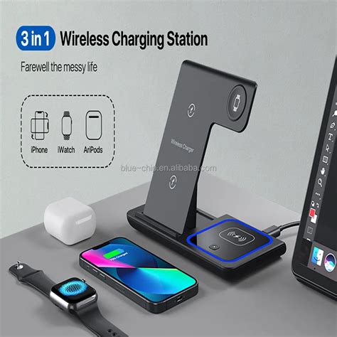 Portable Desktop Mobile Phone Wireless Charger Station 3in1 4 3 In One ...