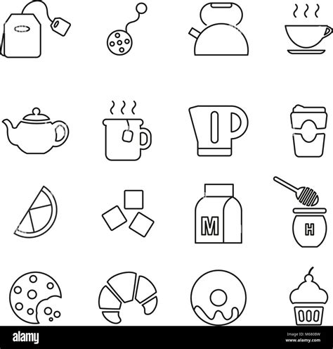 Tea Or Hot Beverage Icons Thin Line Vector Illustration Set Stock Vector Image Art Alamy