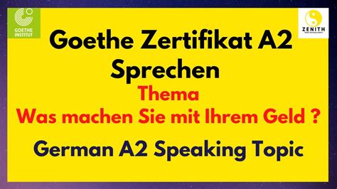 Goethe Zertifikat A2 Sprechen German A2 Speaking Topics German A2