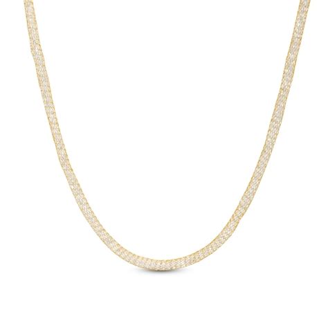 Italian Gold Cubic Zirconia Mesh Chain Necklace In 14k Gold Peoples